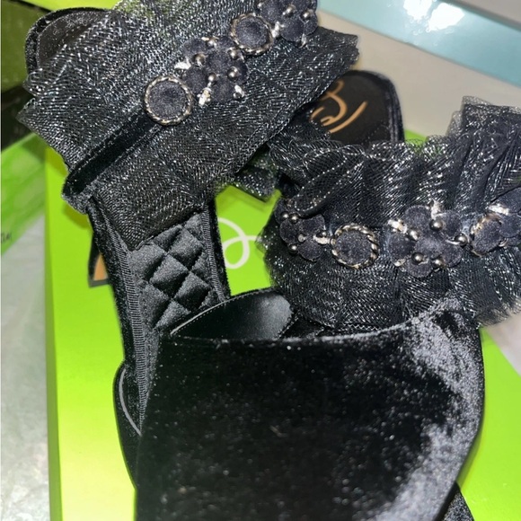 Sam Edelman Hughes Black Velvet High Heel Slides MSRP $160 11 M New - Picture 10 of 12